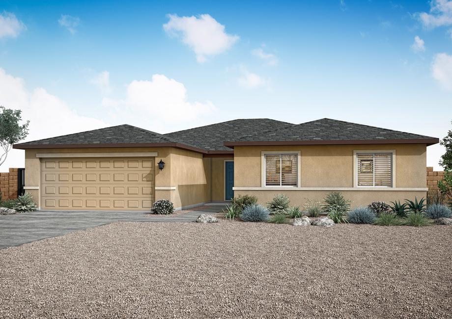 Rendering of the Vera Cruz, with a 2-car garage and exceptional curb appeal.