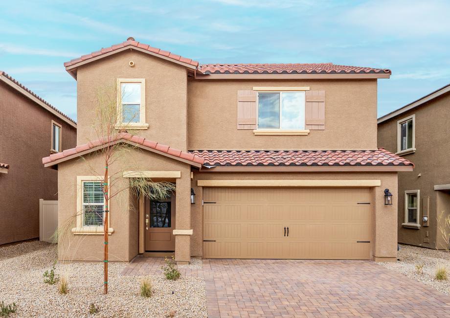 The Mesquite A is a two story home with stucco!