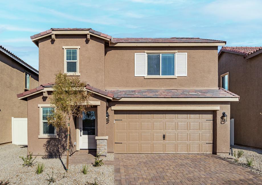 The Mesquite B is a two story home with stucco!