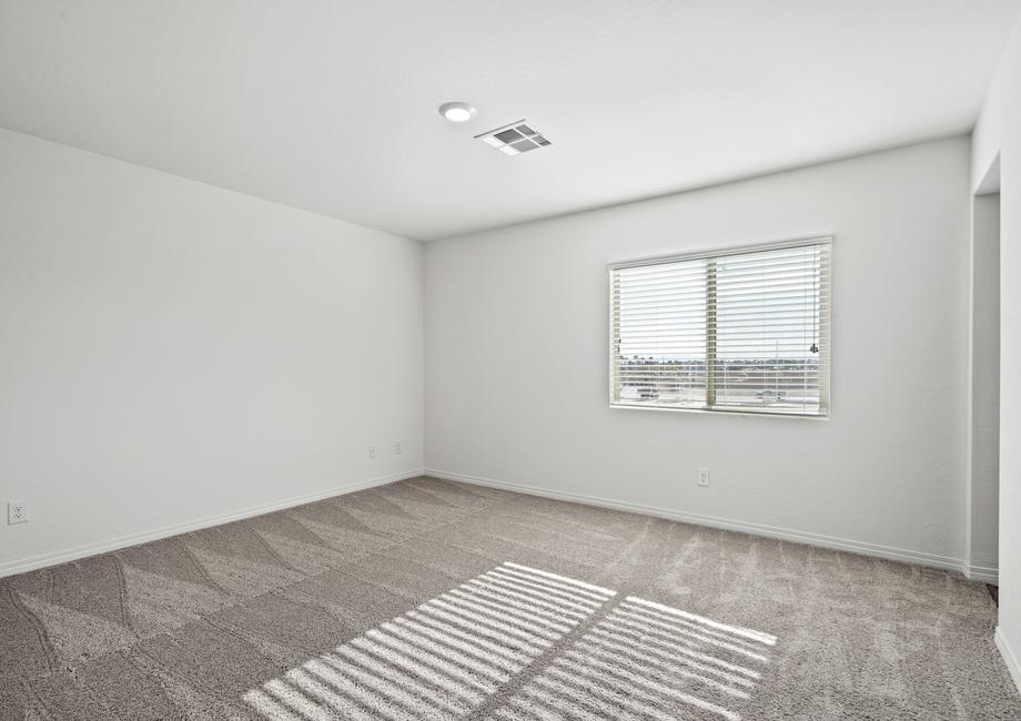 Master bedroom with carpet and a large window